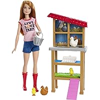 Barbie Chicken Farmer Doll & Playset, Henhouse with Chickens & Accessories, Fashion Doll with Red Hair & Boots [Amazon Exclusive]