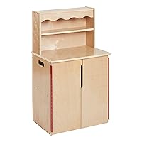 ECR4Kids Play Kitchen Storage Cupboard, Wooden Playset, Natural