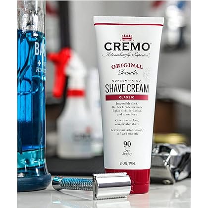 Cremo Barber Grade Original Shave Cream, Astonishingly Superior Ultra-Slick Shaving Cream Fights Nicks, Cuts and Razor Burn, 6 Fl Oz (2 Pack)