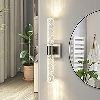 Modern Sconce Wall Lighting - Nickel Single Crystal Wall Mounted 18 Inch 4000K 12W LED Bathroom Vanity Light Fixture for Bedroom Living Room