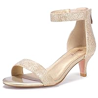 IDIFU Kitten Heels for Women IN2 Low Heels Open Toe Ankle Strap Heeled Sandals Wedding Bridal Evening Prom Party Dress Shoes Womens Heels With Zipper