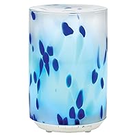 PureGuardian 200ml Ultrasonic Cool Mist Designer Glass Aromatherapy Essential Oil Diffuser with Night Light & 3 Speed Mist Options, Blue, SPA325CA