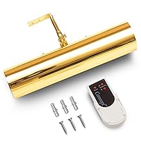 Concepdesigns Picture Light, Battery Operated Picture Light, Dimmable Wireless Picture Lights for Wall, Art Light, Library Light Battery Operated with Remote Control - 11.5 inches, Polished Brass
