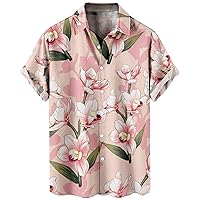 Vintage Floral Print Hawaiian Shirt for Men Big and Tall Short Sleeve Button Down Shirt Summer Holiday Beach Top
