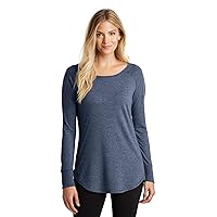 District Women’s Perfect Tri Long Sleeve Tunic Tee, Navy Frost, Large