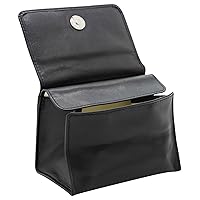 Genuine Leather Tobacco Pouch, Bifold Soft Leather Box Pouch, Surgical Rubber Lining, Magnetic Snap, External Zipper Pocket, Expanding Wallet Size Tobacco Storage (Black)