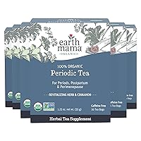 Earth Mama Organic Periodic Tea | 100% Organic Herbal Support for Periods, Postpartum & Perimenopause, 16 Teabags Per Box (6-Pack)