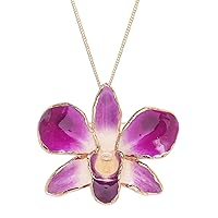 NOVICA Handmade .925 Sterling Silver 22k Gold accented Orchid Petal Pendant Necklace Crafted Plated Natural Flower Leaf Brass Thailand Floral 'Orchid Magic in Purple'