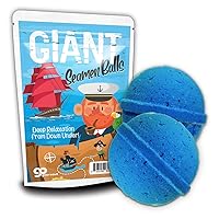 Giant Seamen Balls - Sea Captain and Ship Design - Funny Bath Bombs for Men - XL Bath Fizzers, Giant Blue Bombs, Handcrafted in The USA, 2 Count