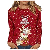 Christmas Clothing for Women, Women's Casual Fashion Print Long Sleeve O-Neck Lapel Comfortable Pullover Top