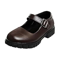 French Toast Girls Round Toe Ankle Strap Maryjane School Shoes - Mary Jane Chunky Platform Oxford Dress Shoe Pumps - Black/Navy/Brown (Size 12-5 Little Kid/Big Kid)