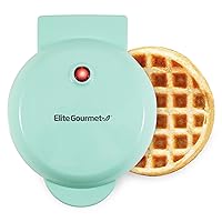 Elite Gourmet EWM013M# Electric Nonstick Mini Waffle Maker Belgian Waffles, Compact Design, Hash Browns, Keto, Snacks, Sandwich, Eggs, Easy to Clean, Mint