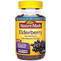 Elderberry with Vitamin C and Zinc, Dietary Supplement for Immune Support, 100 Gummies, 50 Day Supply