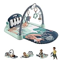Fisher-Price Baby Playmat Kick & Play Piano Gym with Musical and Sensory Toys for Newborn to Toddler, Navy Fawn (Amazon Exclusive)