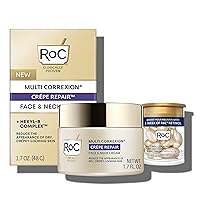 Crepe Repair Anti Aging Daily Face Moisturizer & Neck Firming Cream (1.7 oz) + RoC Retinol Wrinkle Smoothing Capsules (7 CT), Skin Care Routine for Women and Men