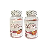 Nature Glow Glutathione Collagen Glow, 60 Organic Chewable Gummies (Strawberry (2 Bottles))