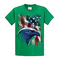 American Icon Patriotic USA Eagle in Front of American Flag T-Shirt USA Red White Blue Patriot Majestic