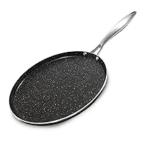 Triple Layer Nonstick Ceramic Griddle Pan for Stove Top & Induction Cooktop with Stain Resistant Stone Finish– 11” Flat Pan - Oven & Dishwasher Safe– Free of PFOA (Gray Stone)