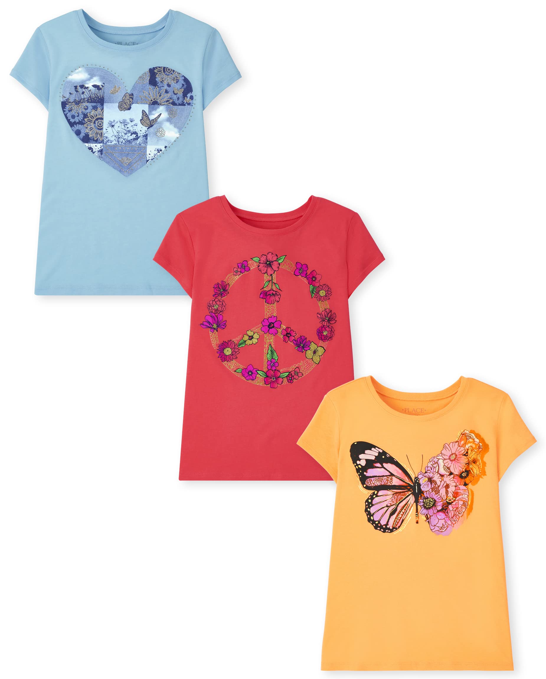 The Children's Place Girls Short Sleeve Graphic T-Shirt 3-Pack