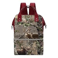 Camo Deer Camouflage Hunting Diaper Bag for Women Large Capacity Daypack Waterproof Mommy Bag Travel Laptop Backpack