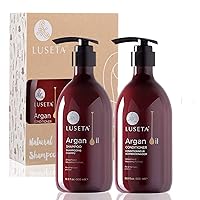 Luseta Argan Oil Sulfate Free Shampoo and Conditioner Set 2 x16.9Fl Oz Thickening for Hair Loss - Best for Damaged,Thin, Dry, Curly Hair - Smoothing & Nourishing