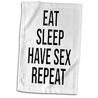 3dRose Eat Sleep Have Sex Repeat. Black Lettering on White Background. - Towels (twl-321578-1)
