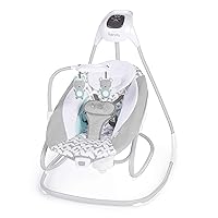 2-in-1 SimpleComfort Lightweight Compact 6-Speed Multi-Direction Baby Swing & Rocker, Vibrations & Nature Sounds, 0-9 Months 6-20 lbs (Raylan)