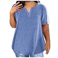 Warehouse Amazon Outlet Store Ladies Tops Plus Size Shirts For Women V Neck Casual T Shirt Loose Fit Short Sleeve Blouses Sexy Plain Tunics Woman Casual Tops