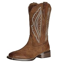 Women's Wide Width Cowboy Boots Square Toe Cowgirl Boots Wide Calf Western Work Boots Embroidered
