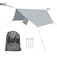Paha Que Wilderness Hammock Rainfly – Lean-To Shelter – Lightweight Tarp –Oversized 12’ x 8.5’, Perfect for Camping, Backpacking, Gear Protection, Hammock Protection. Waterproof, Taped Seams, Grey, Double Hammock (HM20R)