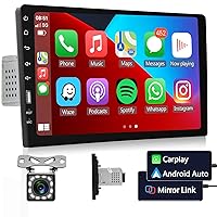 Single Din Apple Carplay Car Stereo with Android Auto, podofo 9