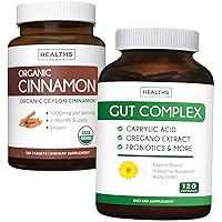 Bundle of Gut Complex & Organic Cinnamon - Digestive Vitality Pack - Gut Complex with Caprylic Acid - Probiotic Support (120 Capsules) & Ceylon Cinnamon (120 Tablets) Cinamon Bark Powder