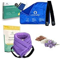 Bundle of Multipurpose Lavender Microwave Heating Pad + 15''x11'' Reusable Gel Ice Pack with Elastic Fastener for Hands-Free Application for Arm, Leg, Knee, and Back -2 Packs