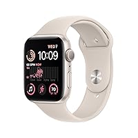 Apple Watch SE (2nd Gen) [GPS 44mm] Smart Watch w/Starlight Aluminum Case & Starlight Sport Band - S/M. Fitness & Sleep Tracker, Crash Detection, Heart Rate Monitor, Retina Display, Water Resistant