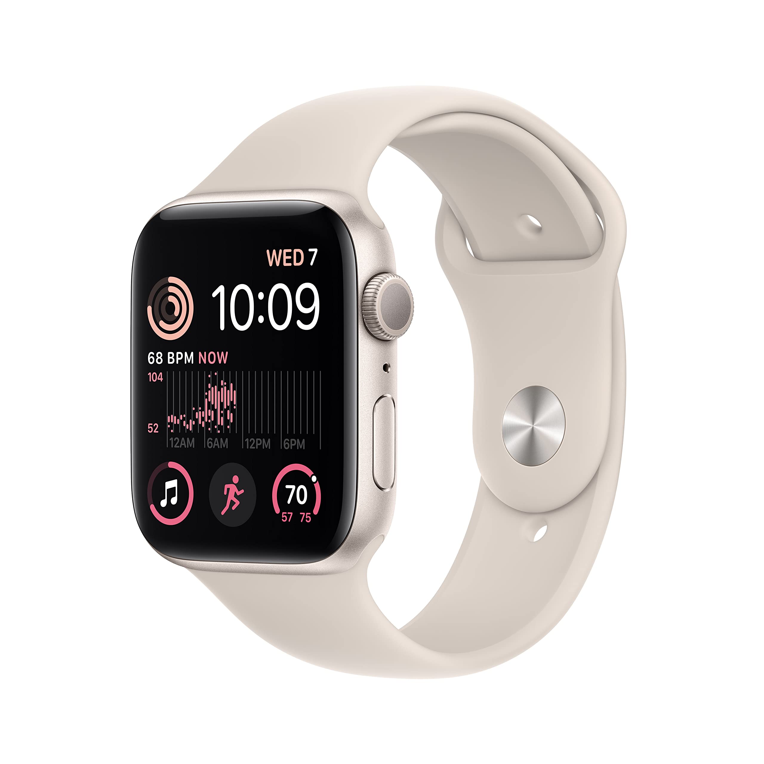 Apple Watch SE (2nd Gen) [GPS 44mm] Smart Watch w/Starlight Aluminum Case & Starlight Sport Band - S/M. Fitness & Sleep Tracker, Crash Detection, Heart Rate Monitor, Retina Display, Water Resistant
