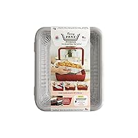 Fancy Panz Premium Dress Up & Protect Your Foil Pan, Made in USA. Hot/Cold Gel Pack, One Half Sized Foil Pan & Serving Spoon Included. Stackable for easy travel. (White)