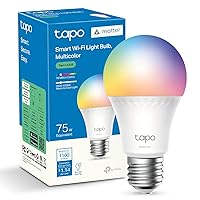 Tapo Smart Light Bulbs, 1100 Lumens(75W Equivalent), Matter-Certified, 16M Colors RGBW LED Bulb, Dimmable, CRI>90, Voice Control w/Siri, Alexa & Google Assistant, A19 E26, Tapo L535E