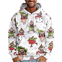 Mens Christmas Hooded Sweatshirt Fleece Sportwear Fashion Big & Tall Long Sleeve Soft Warm Cotton Sweatshirt