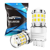 Marsauto 3157 LED Bulbs for Brake Backup Reverse Light, 4157 3057 3156 3056 3456 3457 with Projector Replacement DRL Tail Back up Parking Lights, Xenon White 6000K（Pack of 2）