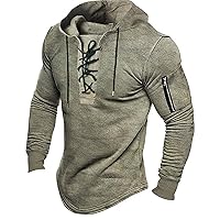 Tactical Shirt for Men Long Sleeve Slim Fit Casual Stretch Military Hoodies Vintage Lightweight Drawstring Shirts