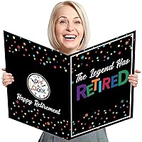 Jumbo Retirement Party Decorations Extra Large Greeting Farewell Card Guest Book Big Giant Happy Party Supplies Gifts for Women Men Huge The Legend Has Retired Card from Coworker Group 14 x 22 Inches