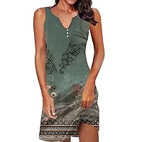 Spring Dresses for Women 2024 Maxi Plus,Ladies Casual and Small Sexy Sleeveless Gradient Print Dress Short Fitt