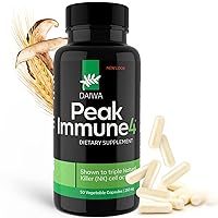 Daiwa Peak Immune 4 Natural Immune System Booster with RBAC Rice Bran and Mycelia Extract from Shiitake Mushrooms - Regular Strength