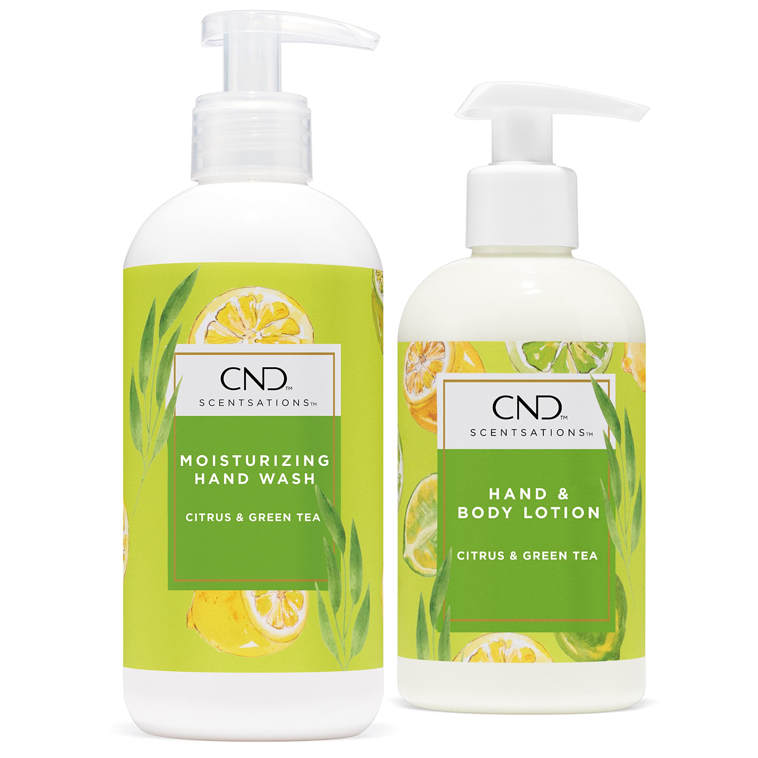 CND Scentsations Liquid Hand Wash & Body Lotion, Vegan Moisturizing Deep Cleanser, Formulated with Glycerin & Jojoba Oil, Citrus & Green Tea, 13.2 fl. oz