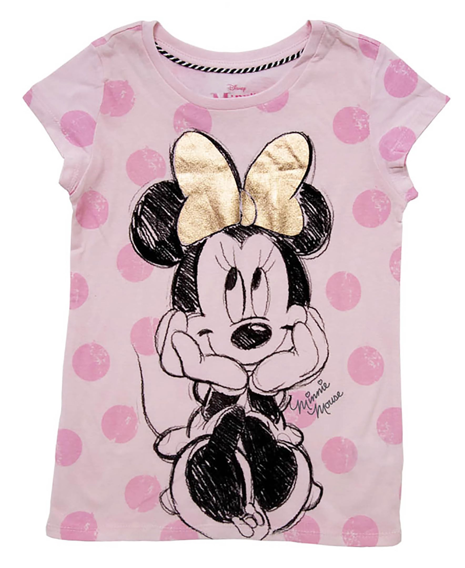 Disney Girls Cute Distressed Minnie Mouse Short Sleeve Tee Shirt