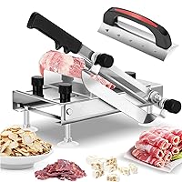 BAOSHISHAN Manual Frozen Meat Slicer, Stainless Steel Meat Cutter Beef Mutton Roll Bacon Nougat for Home Cooking of Shabu Shabu Hotpot Korean BBQ (Include 10 Meat Freezer Bags)