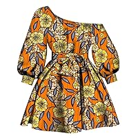 Sexy Shoulder Off Floral Dress Women African Dashiki Print Dress African Party Dresses