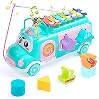 UNIH Baby Toy 6-12 Months, Music Bus Xylophone for Kids Toy, Toys for 1 Year Old Boys and Girls Toddlers 1-3, Preschool Toys for Toddlers Gift