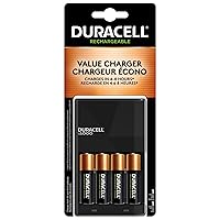 Duracell Ion Speed 1000-Battery-Charger for AA and AAA-batteries, Includes 4 Pre-Charged AA-Rechargeable-Batteries, for Household and Business Devices