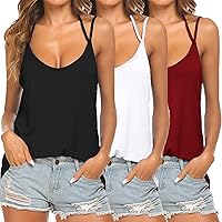 Tobrief 2/3 Pack - Women's Camisole Tank Top Halter Backless Spaghetti Strap Tank Top
